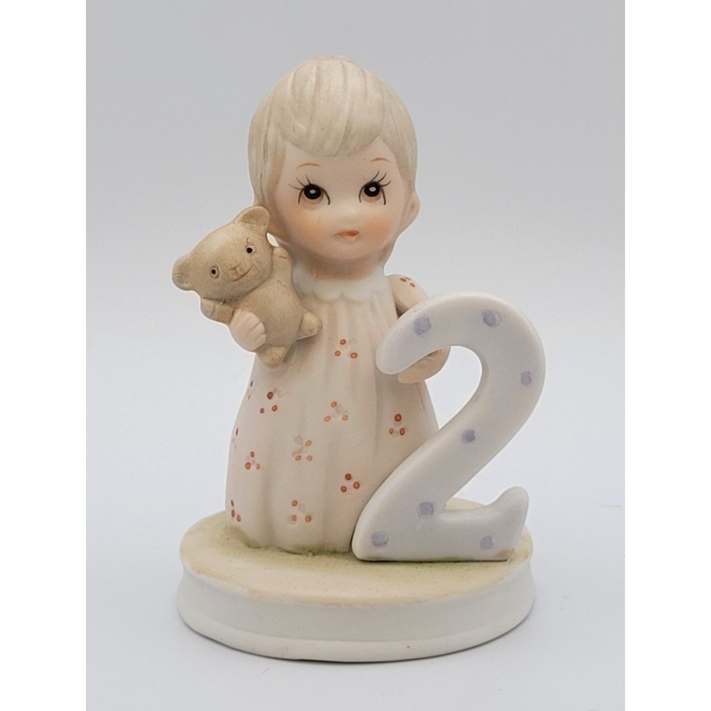 Lefton Christopher Collection Birthday Girl Blonde Age 2 Figurine 1982 HandPaint